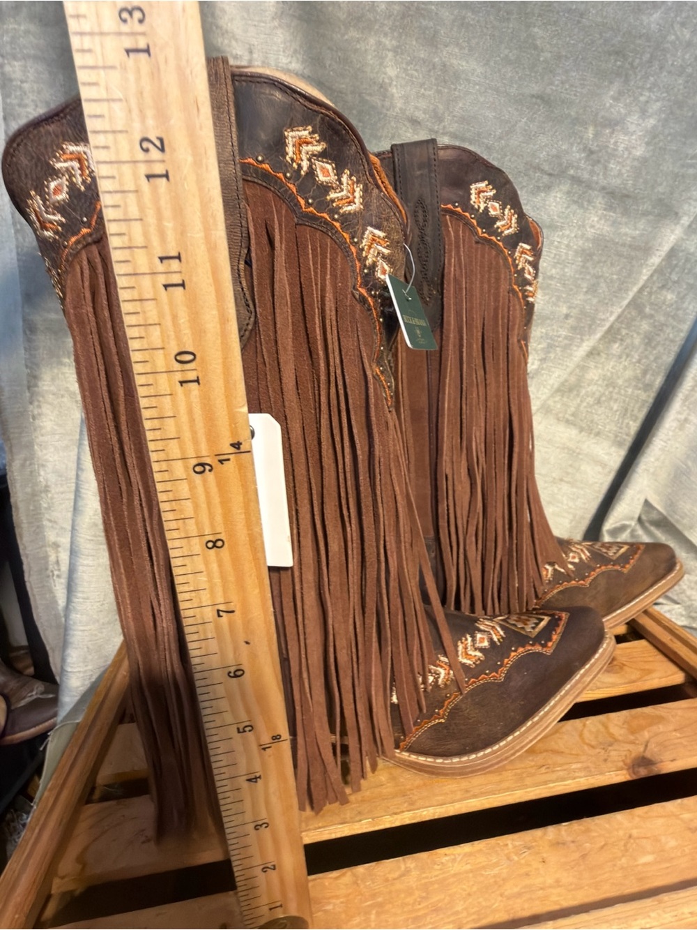 Buck & Brana *NEW* Franny Crack Women's Boot w/Fringe in Honey. Size 8.5 - Picture 13 of 16